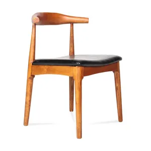 CH20 Elbow Chair Hans J.Wegner 1956 Replica, Solid Wood Dining Chair With Leather Cushion, Mid-Century Modern for Home Hotel Cafe thumbnail-2