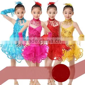 Professional Latin Dance Costume for Girls for Performance Tasseled Latin Salsa Dancewear Girls Party Dance Costume Dress thumbnail-1