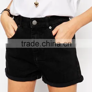 Denim High Waist Mom Short In Black thumbnail-3