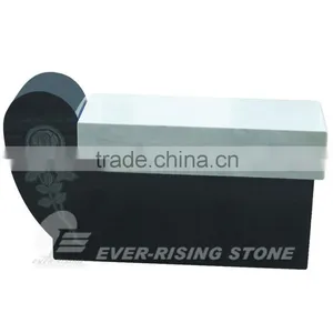 Marble Granite Cemetery Benches With Flower Carving thumbnail-1