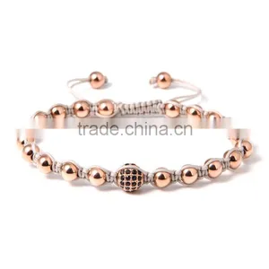 2016 Popular Upscale Rose Gold Lava Stone Buddha Stainless Steel Bracelet Costume Jewellery Match Colorful Cord thumbnail-6