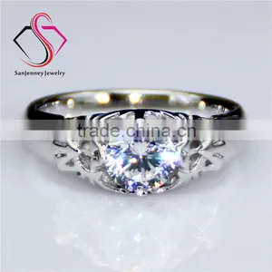 Round Brilliant Cut Moissanite Solitaire 0.8 Carat 6.0mm Center 14k White Yellow Gold Diamond Engagement Ring thumbnail-1