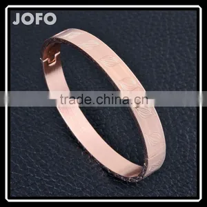 Leaf Pattern Rose Gold Plated Stainless Steel Bangle For Lady Women Jewelry SMJ0053 thumbnail-1