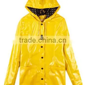 Shiny Fabric Yellow Color Raincoat for Women Raincoat thumbnail-1