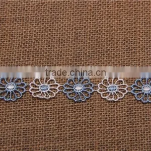 Two-tone Flower Pattern Chemical Hollow Lace Trim for Accessory and Garment thumbnail-2