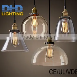 Light Bulb Pendant Light Copper Glass Restaurant Pendant Light Single Pendant Light Vintage Retractable Wall Lamp American Style thumbnail-1
