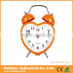 Heart Shaped Metal Twin Bell Alarm Table Clock thumbnail-2