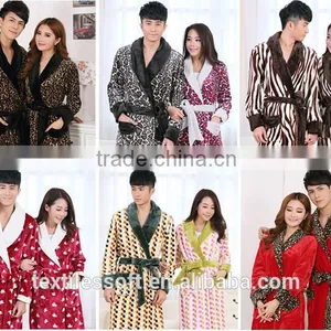 2015 New Design Coral Fleece Sexy Leopard Bathrobe thumbnail-3