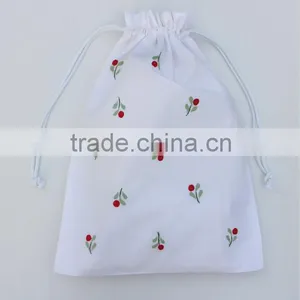Flowers Embroidered Drawstring Laundry Bags, Personalized Monogrammed Lingerie Bag thumbnail-1