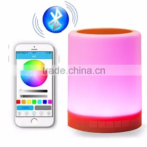 2016 Portable LED Desk Light RGB Rechargeable Battery Operated Touch Sensor Dimmable Wireless Table Lamps With Bluetooth Speaker thumbnail-3