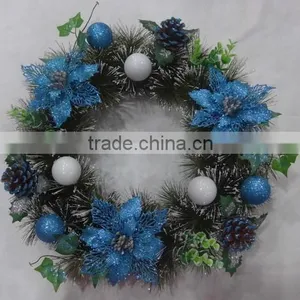 High Quality 50cm Green Pine Needle Decotated X-mas Wreath thumbnail-1