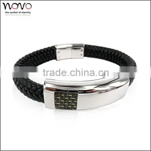 Cuff Bracelet Cheap Leather Bracelets Stainless Steel Monogram Leather Cuff Bracelet thumbnail-1