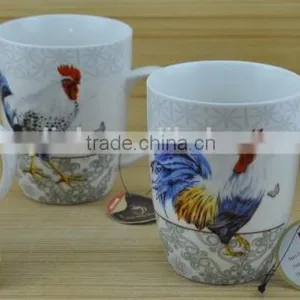 11OZ Hens Design Full Decal Print Coffee Cups, Shiny Surface Porcelain Mug, KL5004-11042 thumbnail-2