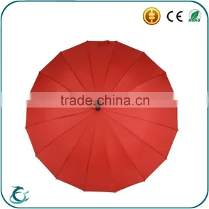 High Quality 16 Ribs pu Leather Handle Windproof Straight Umbrella thumbnail-4