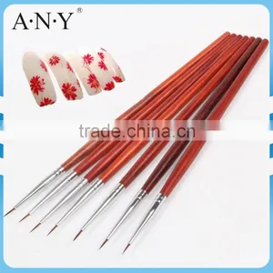 ANY Beauty Art Nails Design Rosewood Handle Sable Hair Nail Brush for Nail Art Drawing thumbnail-1