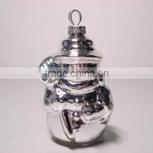 Sliver Place Card Holder - Hanging Glass Snowman Ornament thumbnail-1