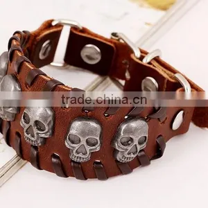 Letter Bracelet Wristband Cuff Real Leather Bracelet For Men Women thumbnail-1