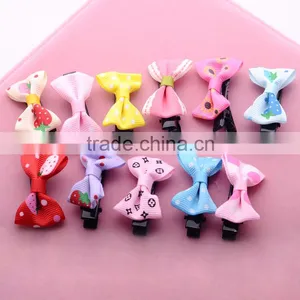 YIWU Wholesale Kids Baby Girls Boutique Small Grosgrain Ribbon Colorful Dot Hair Bow Clips/ thumbnail-6
