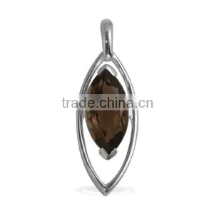 Smoky Quartz Pendants, 925 Sterling Silver Natural Gemstone Pendants thumbnail-1