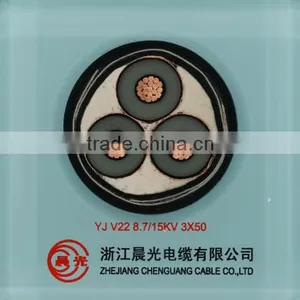 8.7/15KV Electrical Power Cable Copper Core XLPE Insulated PVC Sheathed Cable YJV22 3*50mm2 thumbnail-1