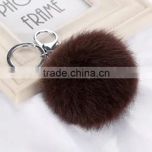 Fluffy Ball Pompom Fur Keychain Cute Keychains Rabbit Fur Ball Key Chain For Car Key Ring Bag thumbnail-4
