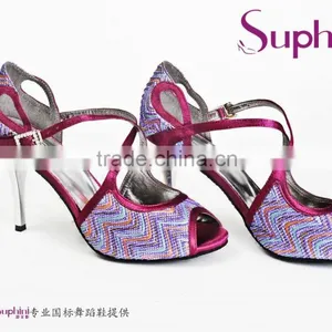 Tango Shoes PurpleChevron Silver Slim Heel thumbnail-1