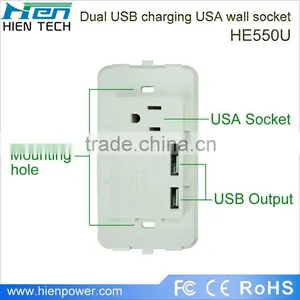 America Type USB Wall Socket 1 Gang 2 USB Ports thumbnail-4