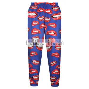 Hot Sale Plus Size Women Sweatpants 3D Print Red Lips Pants N18-13 thumbnail-1