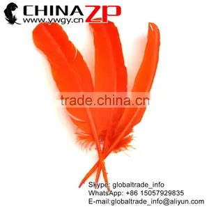 CHINAZP Factory Natural Feather Dyed Orange Solid Color Turkey Feathers for Fashion Show thumbnail-1
