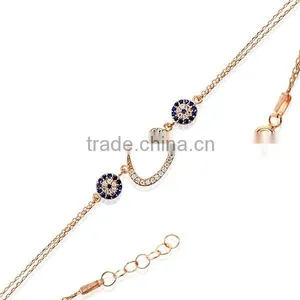 Rose Gold P. 925K Sterling Silver Turkish Waw Evil Eye Bracelet BSBL041 thumbnail-1
