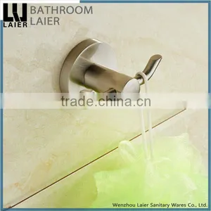 Simple Printing Lines Zinc Alloy Brush Nicked Bathroom Sanitary Items Wall Mounted Double Robe Hook thumbnail-1