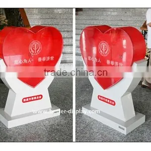 Red Heart Shaped Charity Collection Money Boxes Free Stand thumbnail-1