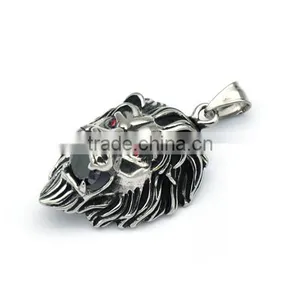 2016 Cheap Animal Crystal Mens Jewelry Silver Stainless Steel Lion Pendant Charm Necklace thumbnail-3