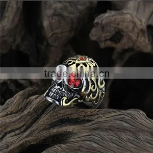Gothic Engraved Rhinestones Surgical Stainless Steel Skull Ring for Man thumbnail-2