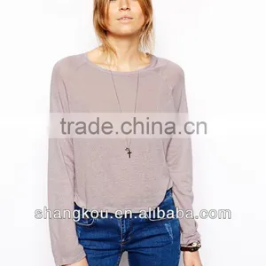 Ladies Trendy Raglan Sleeves Slouch Shape Tops thumbnail-1