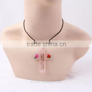 New Arrival Fashion Jewelry Lucky Cross Handmade Girl Believe God Religious Necklace Plastic Cross With God Bless Necklace thumbnail-3