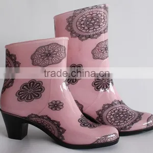Beauty High Heel Rain Boot Pvc Rain Shoes for Women thumbnail-2