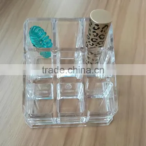 Wholesale Innovative Household Beautful Square Clear Cosmetic Acrylic Makeup Organizer With 9 Grids for Store Jewelry Cosmetic thumbnail-2