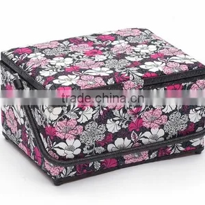 Floral Print Wooden Sewing Kit Box w/ Accessories thumbnail-1