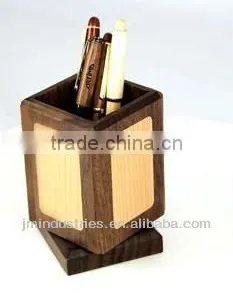 Swivel Square Wooden Pen Holder thumbnail-1