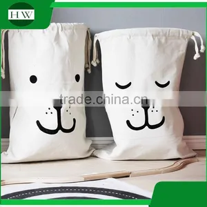 Baby Kids Children Cotton Canvas Toy Storage Bag Bear Pattern Canvas Laundry Sack Bag thumbnail-1