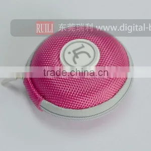 Black Round Zipper Portable Earphone Storage Hard EVA Case thumbnail-6