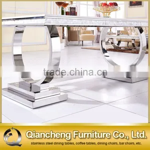 Metal Cultured Marble Dining Table Marble Living Room Furniture thumbnail-1