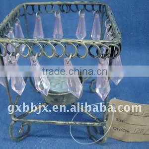 Pearl Black Wire Rectangle Decorative Taper Candle Holder thumbnail-1