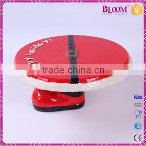Wholesale Christmas Custom Ceramic Red Cake Holder thumbnail-2