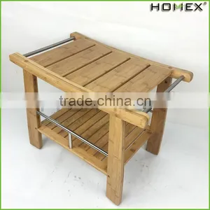 Bamboo Shower Seat Bench Bathroom Spa Bath Stool Homex BSCI/Factory thumbnail-5