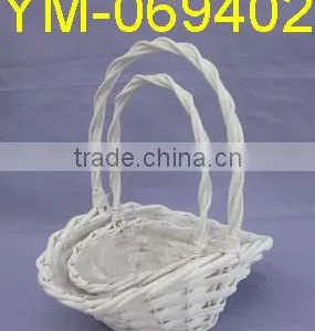 Small White Decorative Flower Basket thumbnail-1