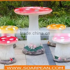 Garden/Kindergarten Furniture Set Fiberglass Mushroom Table Chairs thumbnail-3