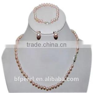 6-7mm Lavender Round Freshwater Pearl Jewelry Set With Sterling Silver Findings thumbnail-1