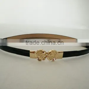 Wholesale Colourful Flower Pattern Buckle Sex Women Lady Thin PU Waist Belt thumbnail-5